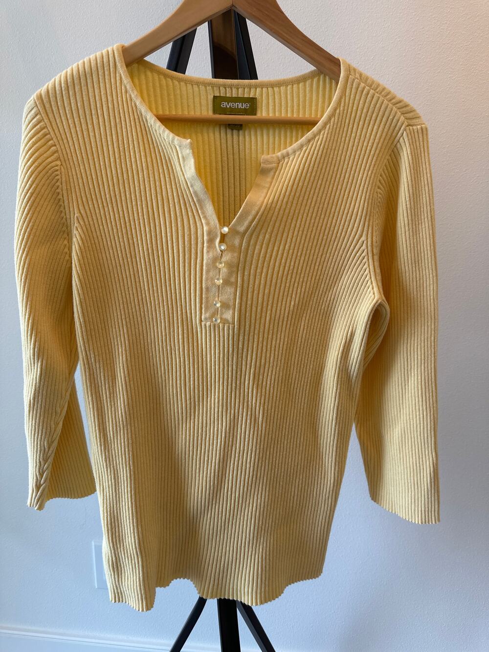 Avenue Soft Yellow Ribbed Sweater Plus Size 18 20 Business Teacher Casual